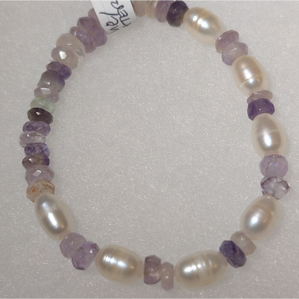 Ametrine And Cultured Freshwater Pearl Stretch Bracelet